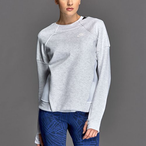 Nike Sportswear Tech Fleece Mesh Crew Birch Heather / White for Women